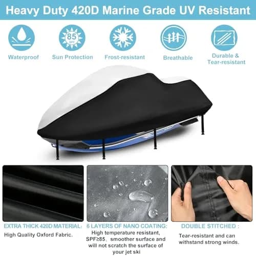 SRIMMIT Jet Ski Cover 3 Seater 115-120 Inch | 420D Nano-Coated Waterproof UV PWC Cover thumbnail 3