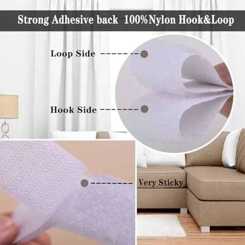 Navona Heavy Duty Hook and Loop Tape Strips with Adhesive, 2.5cm (1 Inch) x 30 Feet Each Roll, White | USA Imported Fastener Rolls thumbnail 3