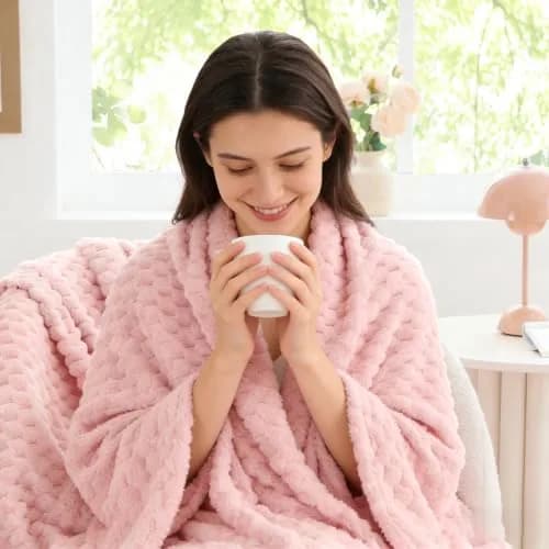 BEDELITE Pink Throw Blanket for Couch, 50"x60" | Cozy & Stylish Gift for Women thumbnail 4