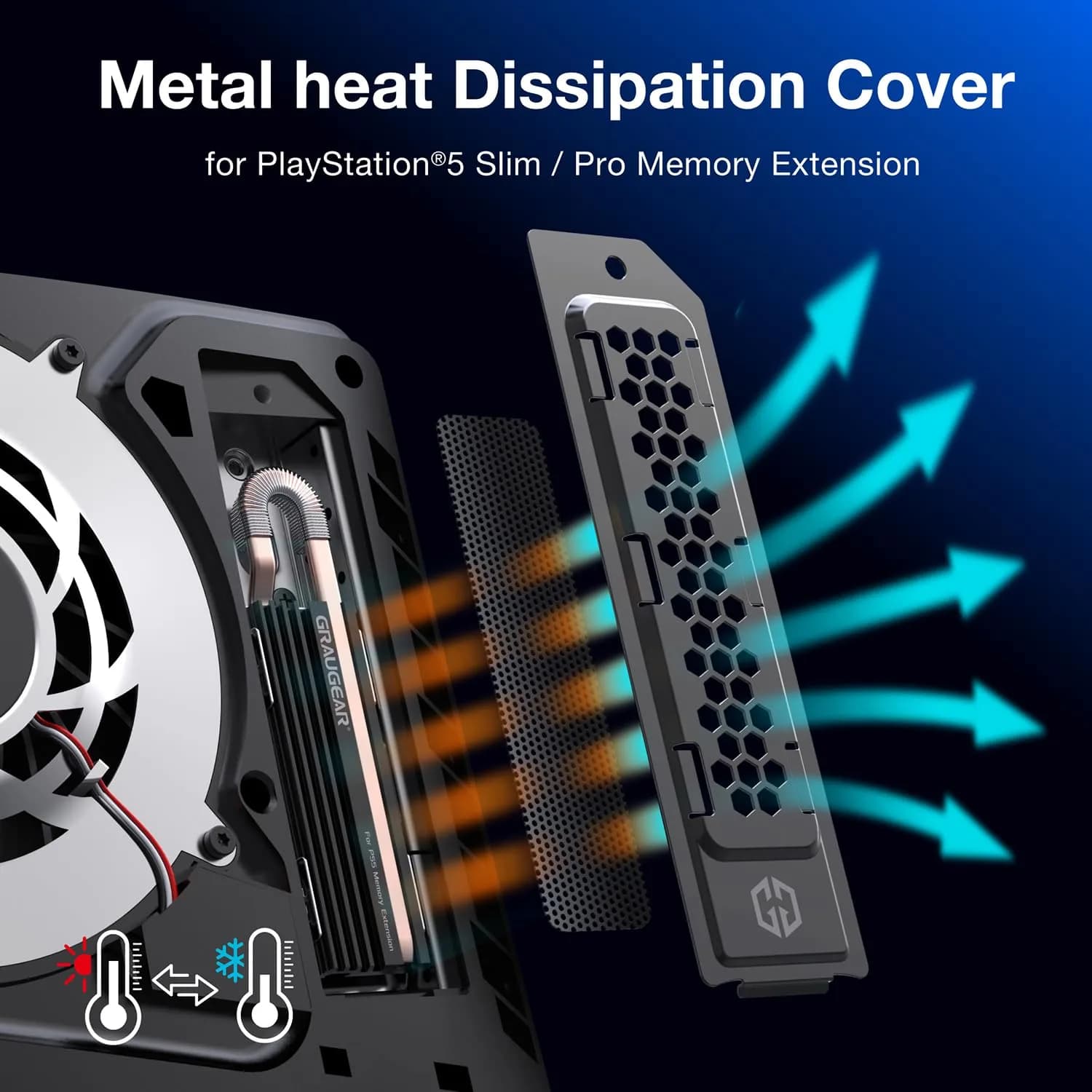 GRAUGEAR Black Metal Heat Dissipation Cover for PS5 M.2 SSD Expansion Slot thumbnail 4