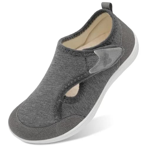 LeIsfIt Women's Wide Diabetic Slippers Grey Size 11 | Adjustable Arthritis Edema House Shoes with Non-Slip Sole thumbnail 1