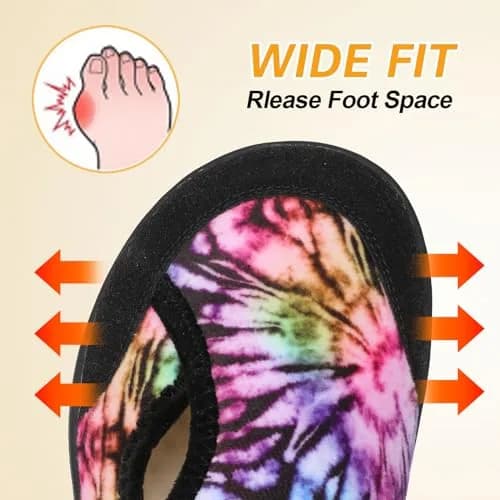 LeIsfIt Women's Wide Diabetic Slippers - Adjustable Arthritis Edema House Shoes, Black Multi, Size 9.5 Wide | Non-Slip Indoor Outdoor thumbnail 4