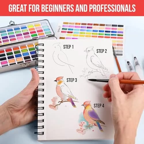 Art Vista Watercolor Paint Set 100 Vibrant Colors, Metallics & Neons | ASTM D-4236 Certified thumbnail 3