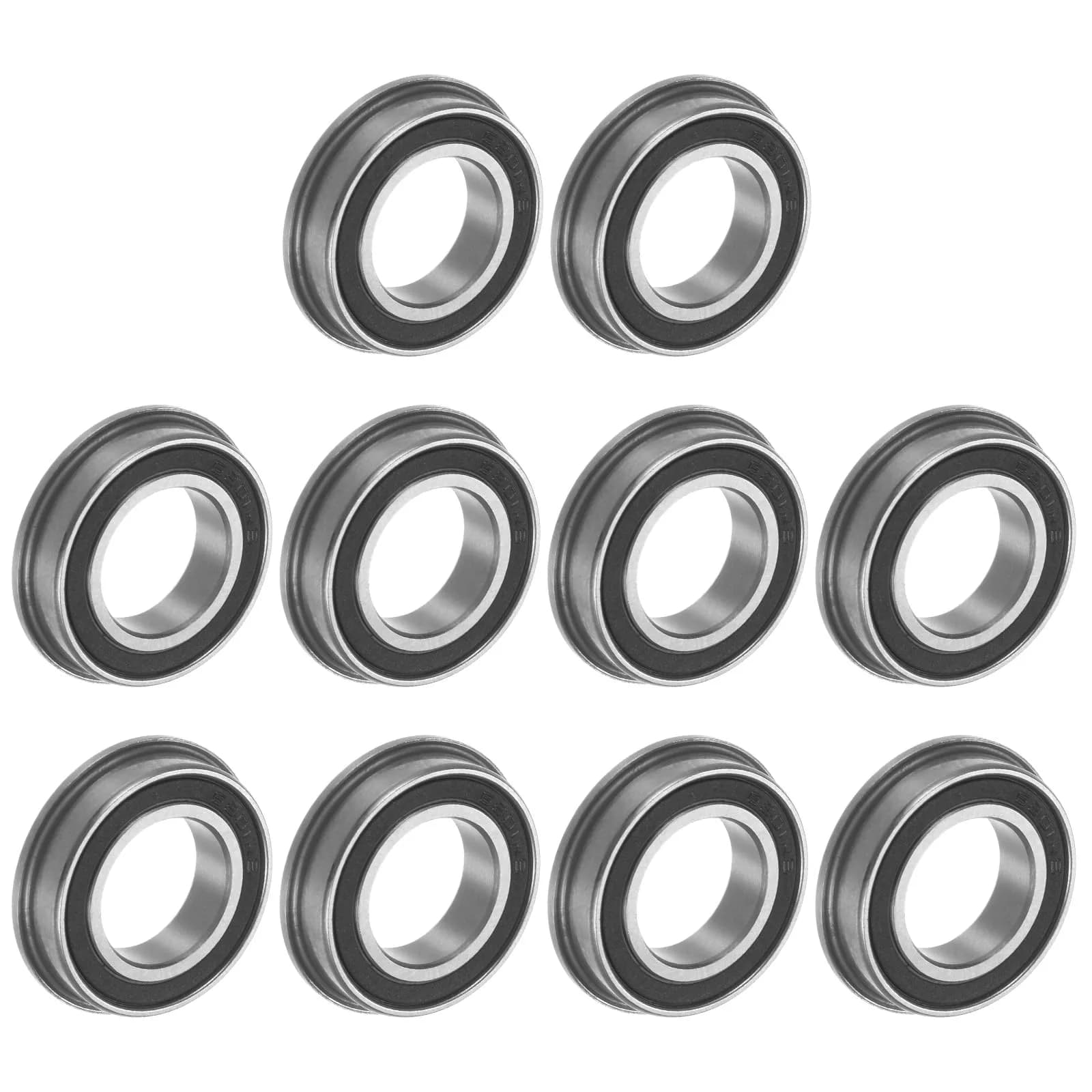 uxcell F6801-2RS Flanged Ball Bearing 12x21x5mm Double Sealed Chrome Steel, 10pcs | Cost-Effective Industrial Bearing - main product image