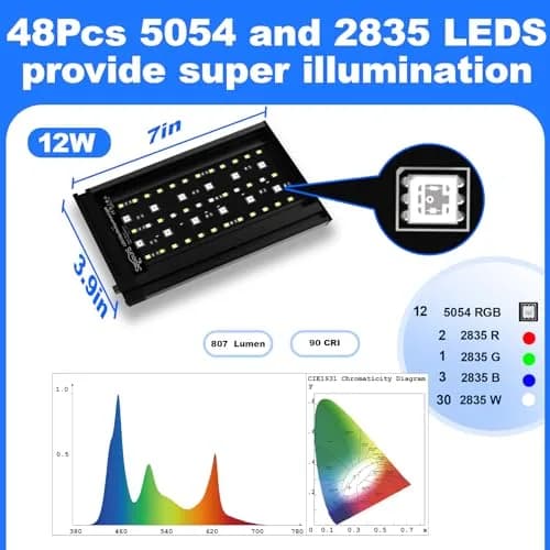 SEAOURA Clip On Aquarium Light for Plants & Fish Tanks 7-12 Inch | Full Spectrum RGB LED with Timer & Brightness Control thumbnail 5