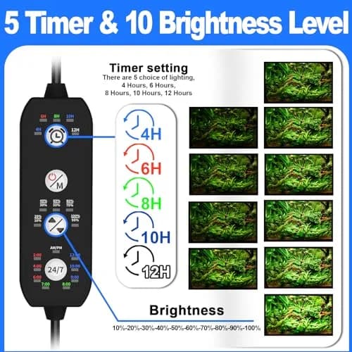 SEAOURA Clip On Aquarium Light for Plants & Fish Tanks 7-12 Inch | Full Spectrum RGB LED with Timer & Brightness Control thumbnail 4