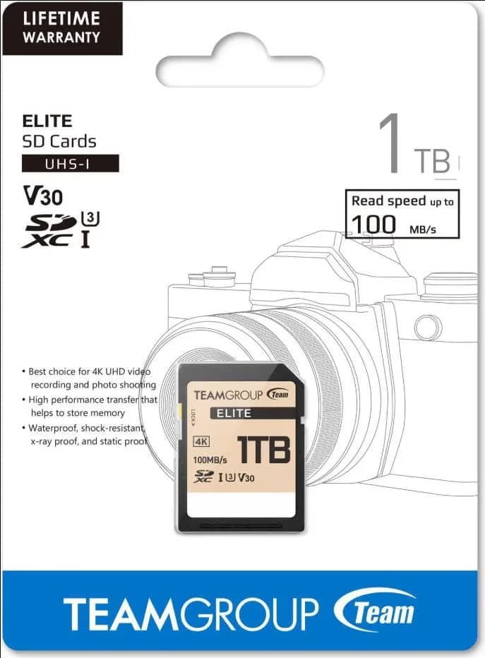 TEAMGROUP Elite 1TB SDXC UHS-I U3 V30 Memory Card | 100MB/s Read Speed for 4K UHD Recording thumbnail 3