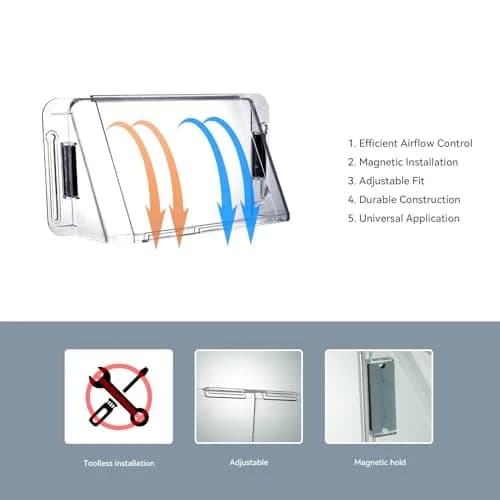 YZXTECNIP Adjustable Air Vent Deflector 9” to 14” | Magnetic Heat & Wind Blocker for HVAC thumbnail 3