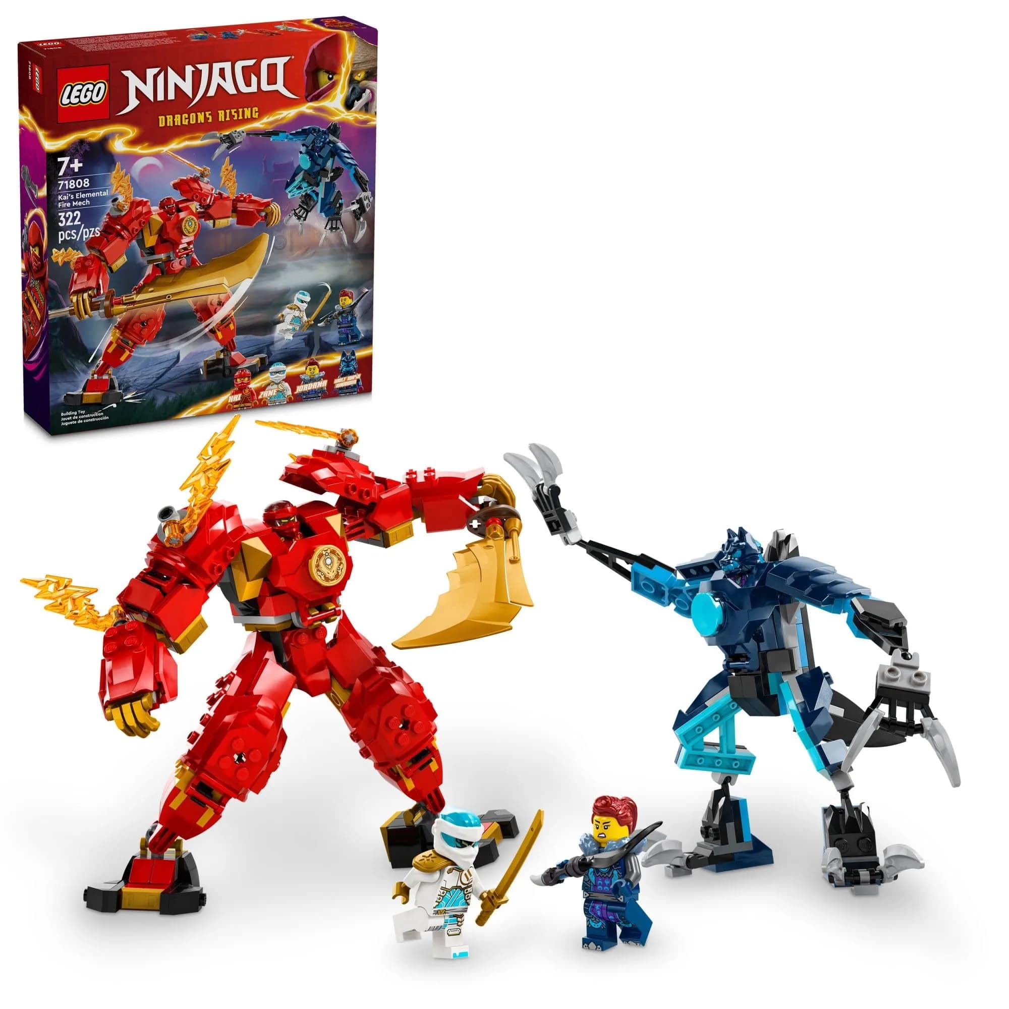 LEGO NINJAGO Kai’s Elemental Fire Mech Action Figure 322 Pieces | ASTM-Tested Educational Toy for Kids Ages 7+ - main product image