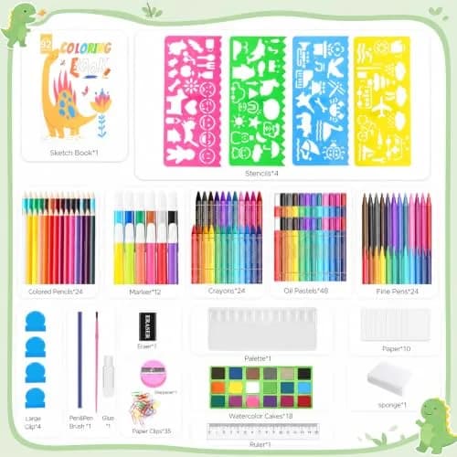homicozy Dinosaur Art Case Drawing Set 243 PCS | Art Supplies for Kids Ages 4-12 thumbnail 2