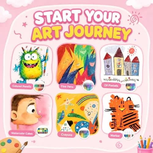 homicozy Unicorn Art Case Drawing Kit for Kids 243 PCS | Includes Easel, Crayons, Pencils, Markers, Coloring Book, Stickers thumbnail 6