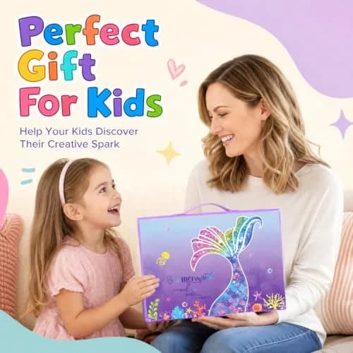 homicozy Art Supplies for Kids Ages 4-12 | Mermaid Drawing Sets with Double Sided Easel (243 pcs, Portable) thumbnail 8