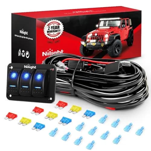 Nilight 12V 3-Gang Rocker Switch Panel Wiring Harness Kit 2.98m (9.8ft) | Heavy-Duty 16AWG Wire with Relay & Fuse thumbnail 1