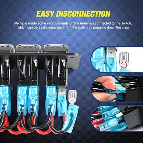 Nilight 12V 3-Gang Rocker Switch Panel Wiring Harness Kit 2.98m (9.8ft) | Heavy-Duty 16AWG Wire with Relay & Fuse thumbnail 7
