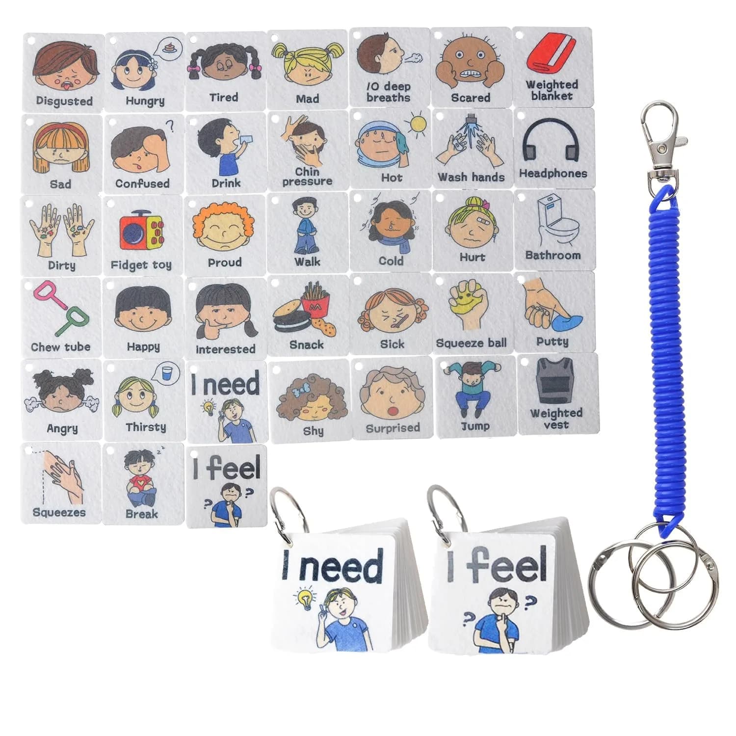 CHEFAN Feelings Chart for Kids, Autism & SEL Classroom Tool | Visual Emotion & Needs Board — Card-stlye