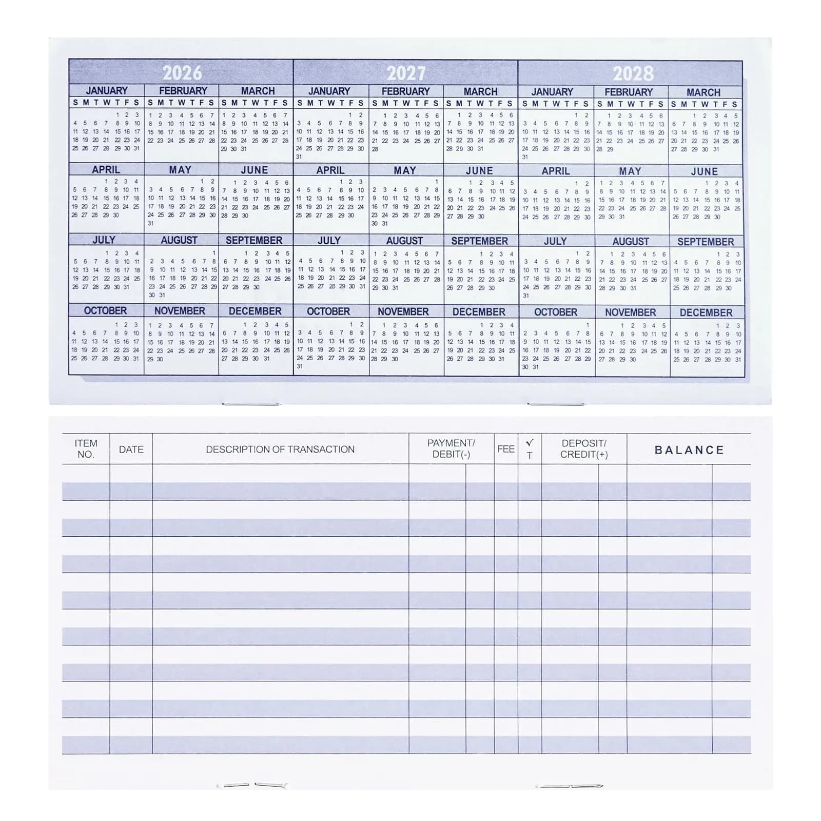 CASMONAL 20 Pack Checkbook Register | 15.2cm x 7.6cm (6x3 inches) | USA Import - main product image