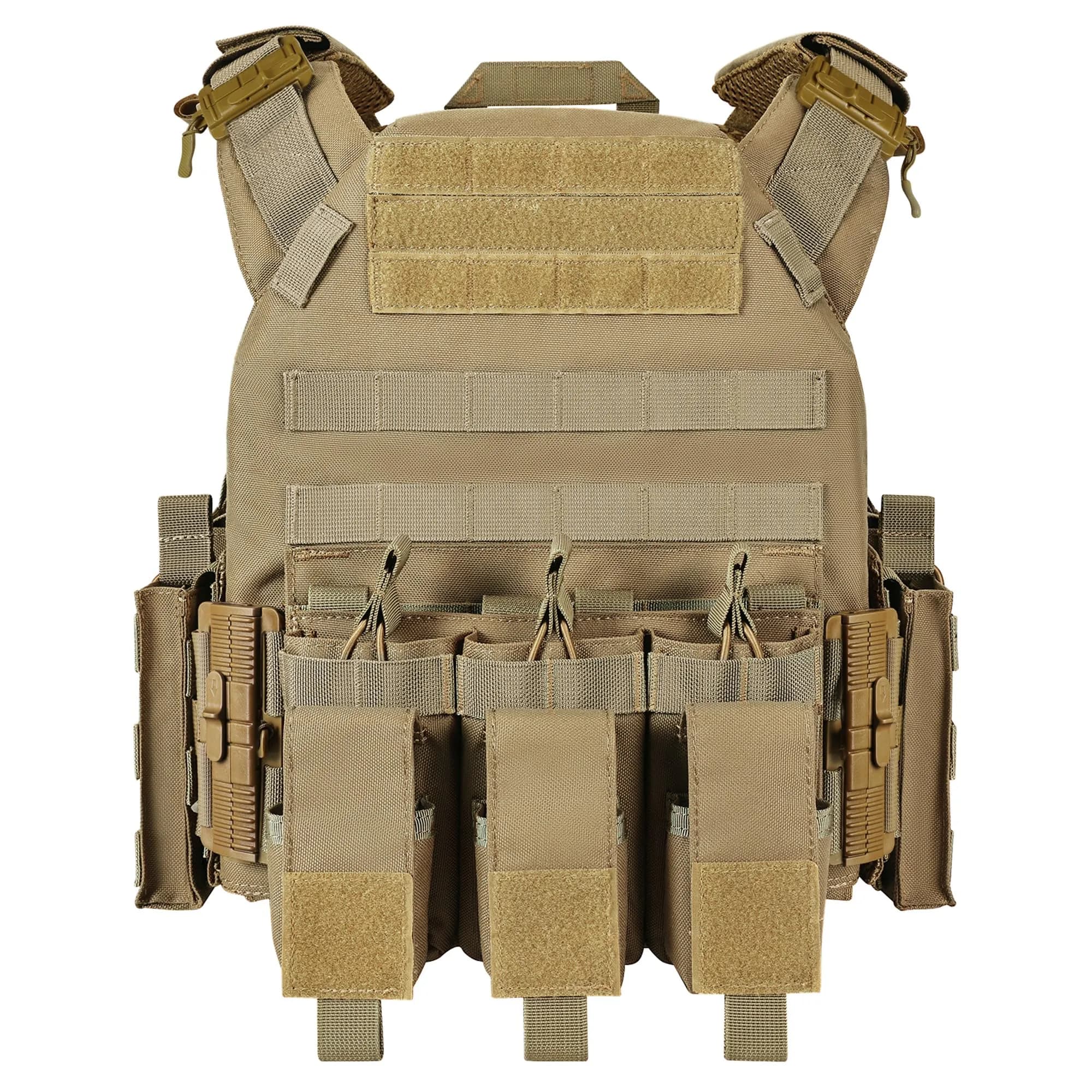 GFIRE Tactical Vest Lightweight 3D Breathable Vest for Training Black L-4XL | Adjustable Quick Release MOLLE System — Elite Brown