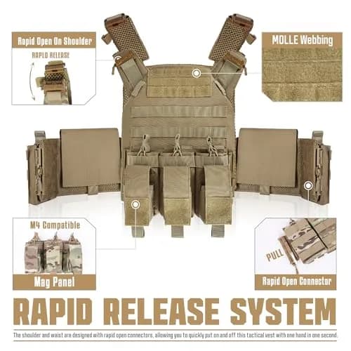 GFIRE Tactical Vest Elite Brown | Lightweight 3D Breathable Vest for Training thumbnail 4