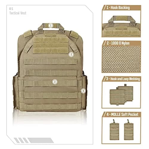 GFIRE Tactical Vest Elite Brown | Lightweight 3D Breathable Vest for Training thumbnail 2