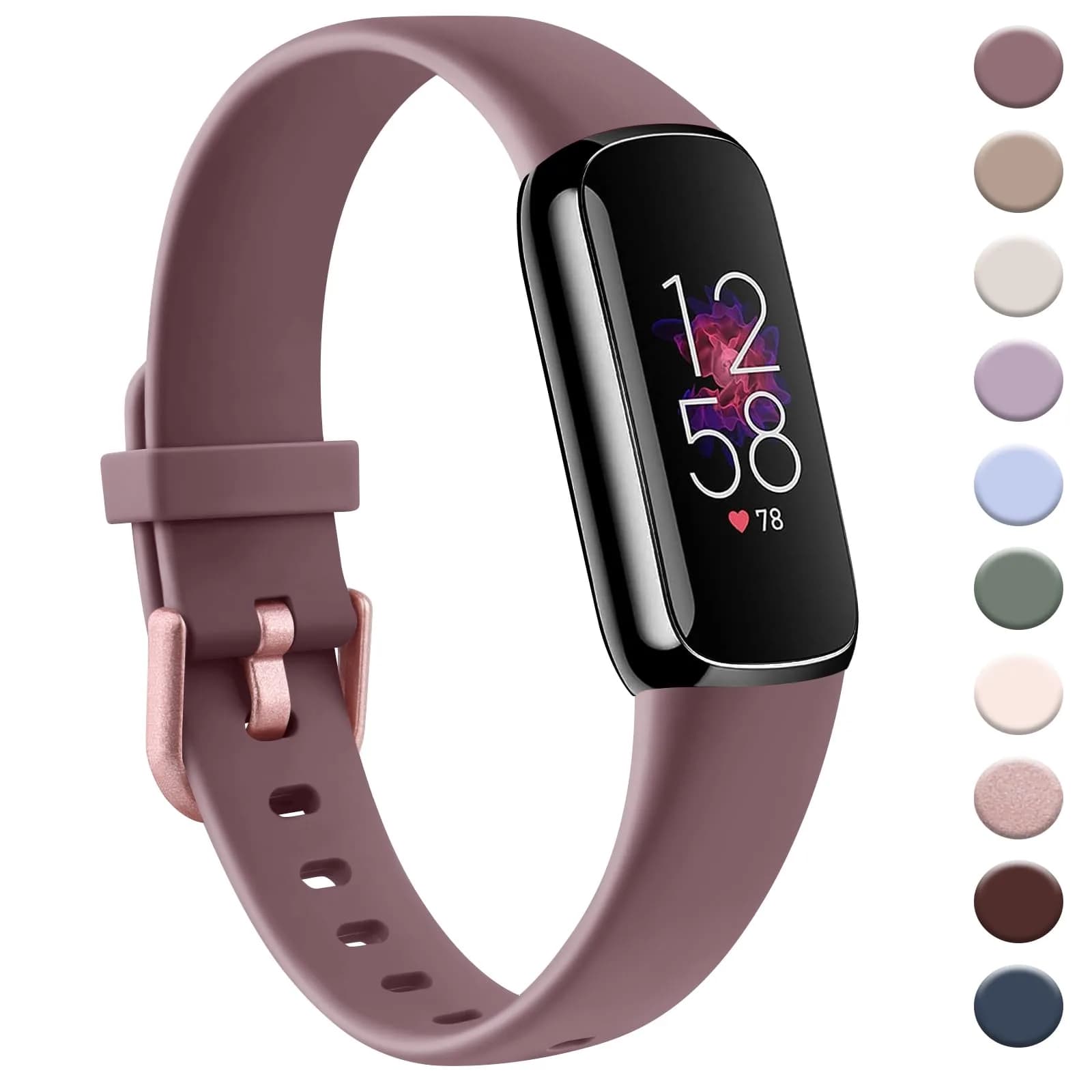 AK Sport Band for Fitbit Luxe, Soft Silicone Replacement Strap (Small, Black) | Lightweight & Water-Resistant — Smoke Violet / Large