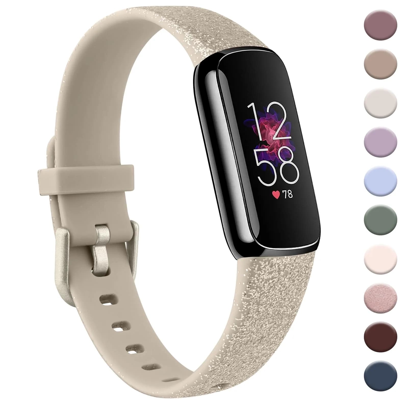 AK Sport Band for Fitbit Luxe, Soft Silicone Replacement Strap (Small, Black) | Lightweight & Water-Resistant — Glistening Champagne Gold