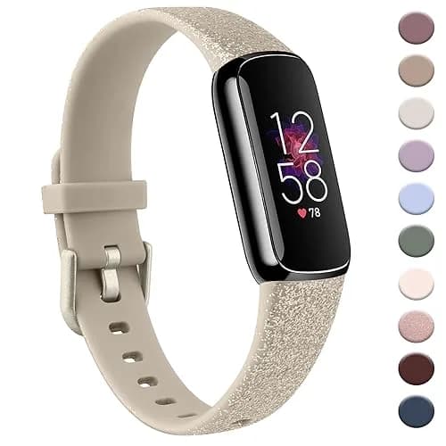 AK Sport Band Compatible with Fitbit Luxe, Large Glistening Champagne Gold | Silicone Replacement Strap thumbnail 1