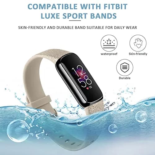 AK Sport Band Compatible with Fitbit Luxe, Large Glistening Champagne Gold | Silicone Replacement Strap thumbnail 5