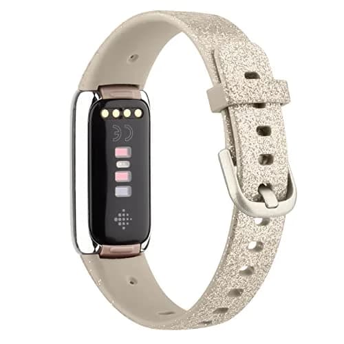 AK Sport Band Compatible with Fitbit Luxe, Large Glistening Champagne Gold | Silicone Replacement Strap thumbnail 3