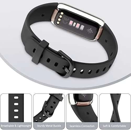 AK Sport Band for Fitbit Luxe, Soft Silicone Replacement Strap (Small, Black) | Lightweight & Water-Resistant thumbnail 3