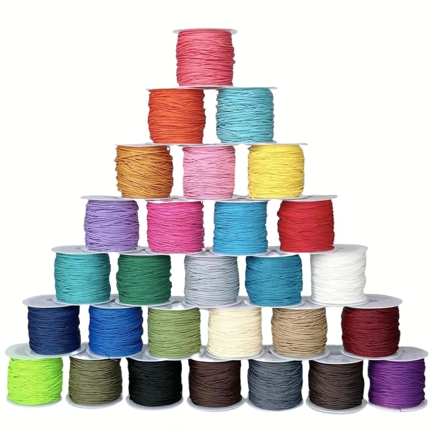 Phinicco Waxed Polyester Cord 40 Colors 400m | Waterproof Jewelry String for Bracelets & Jewelry Making — 30 Colors 685 m