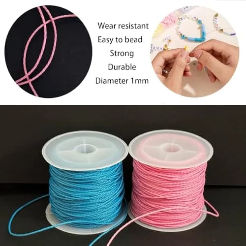Phinicco 30 Colors 1mm Waxed Polyester Cord Bracelet Cord 685m (2250 ft) | Durable & Waterproof for Jewelry Making thumbnail 4
