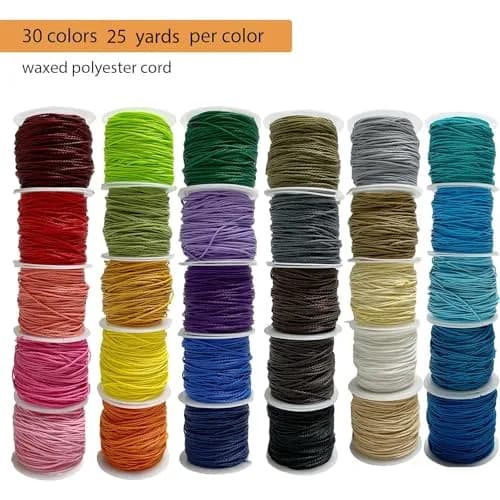 Phinicco 30 Colors 1mm Waxed Polyester Cord Bracelet Cord 685m (2250 ft) | Durable & Waterproof for Jewelry Making thumbnail 9
