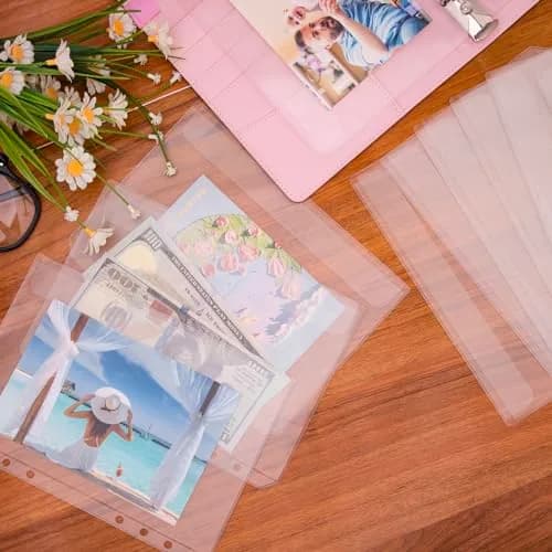 Antner A5 Binder Pockets Zipless 6-Hole Planner Inserts 12 Pieces | Clear PVC, Waterproof, Budgeting Organizer thumbnail 7