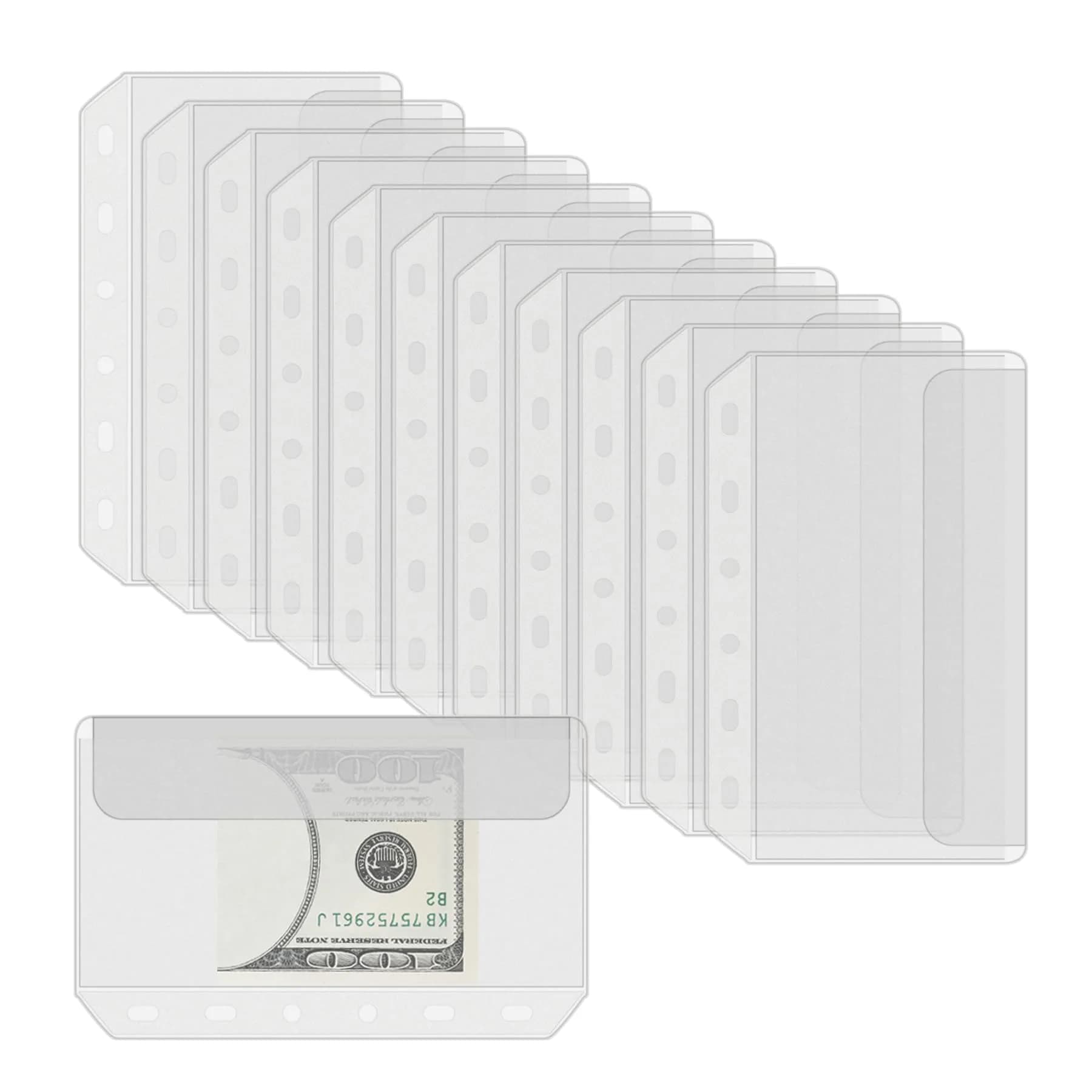 Antner A6 Binder Pockets 6.9 x 4.1 Inches (17.5 x 10.4 cm) — 12-Pack Zipless Clear PVC — Clear
