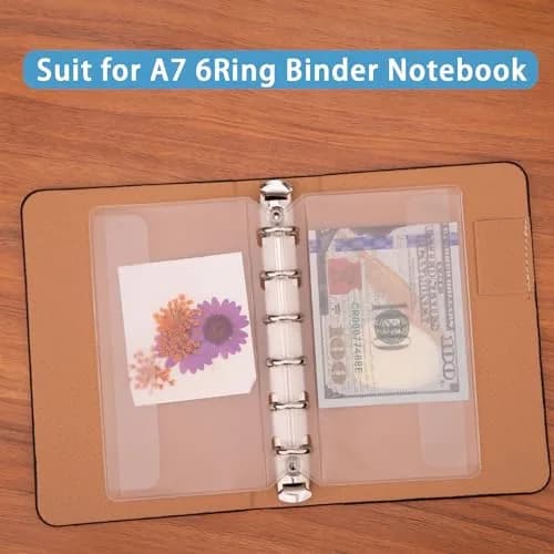 Antner A7 Binder Pockets Zipless Cash Envelopes 12-Pack | 6-Hole Punched Clear PVC Organizer thumbnail 4