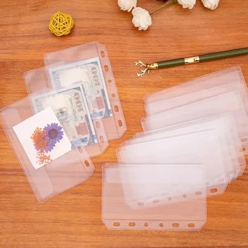 Antner A7 Binder Pockets Zipless Cash Envelopes 12-Pack | 6-Hole Punched Clear PVC Organizer thumbnail 7