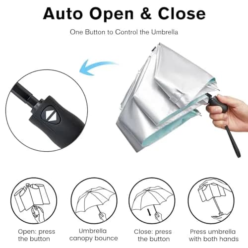 G4Free Compact Automatic Folding Umbrella Lake Blue | UPF 50+ Sun Protection, Lightweight, 40 Inch Canopy thumbnail 5