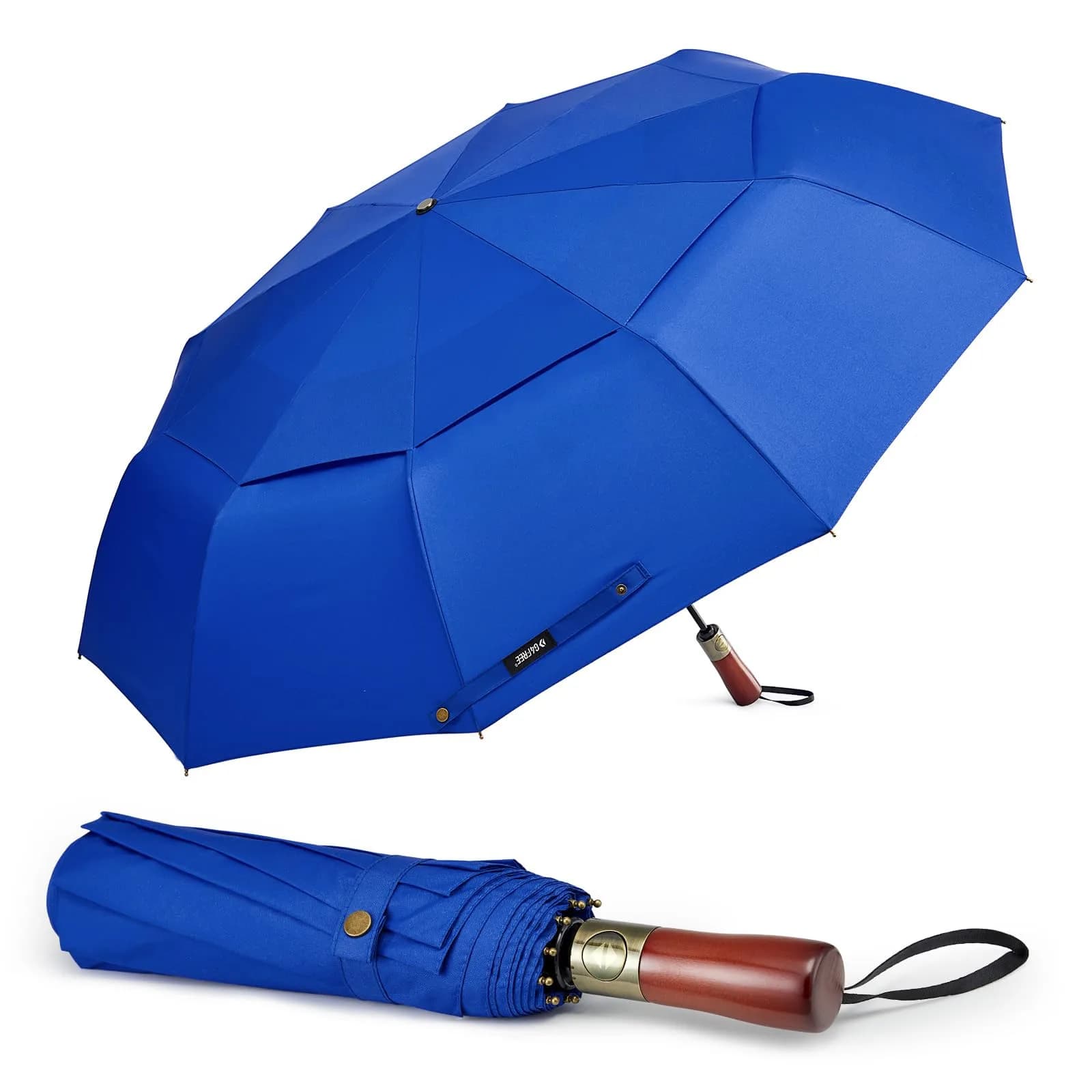 G4Free 54 Inch Large Golf Umbrella Compact for Rain & Sun | Windproof Double Canopy, Automatic Open Close, Wood Handle — Sapphire