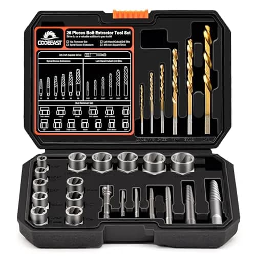 coobeast 26Pcs Bolt Extractor Kit,Left Hand Drill Bit,Easy Out Screw Bolt Extractor | Heavy Duty, Durable & Versatile thumbnail 1
