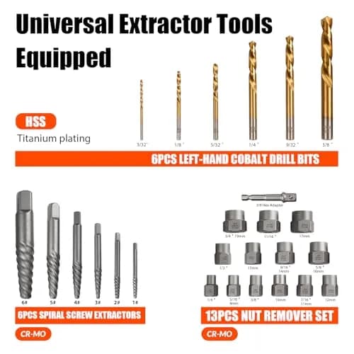 coobeast 26Pcs Bolt Extractor Kit,Left Hand Drill Bit,Easy Out Screw Bolt Extractor | Heavy Duty, Durable & Versatile thumbnail 2
