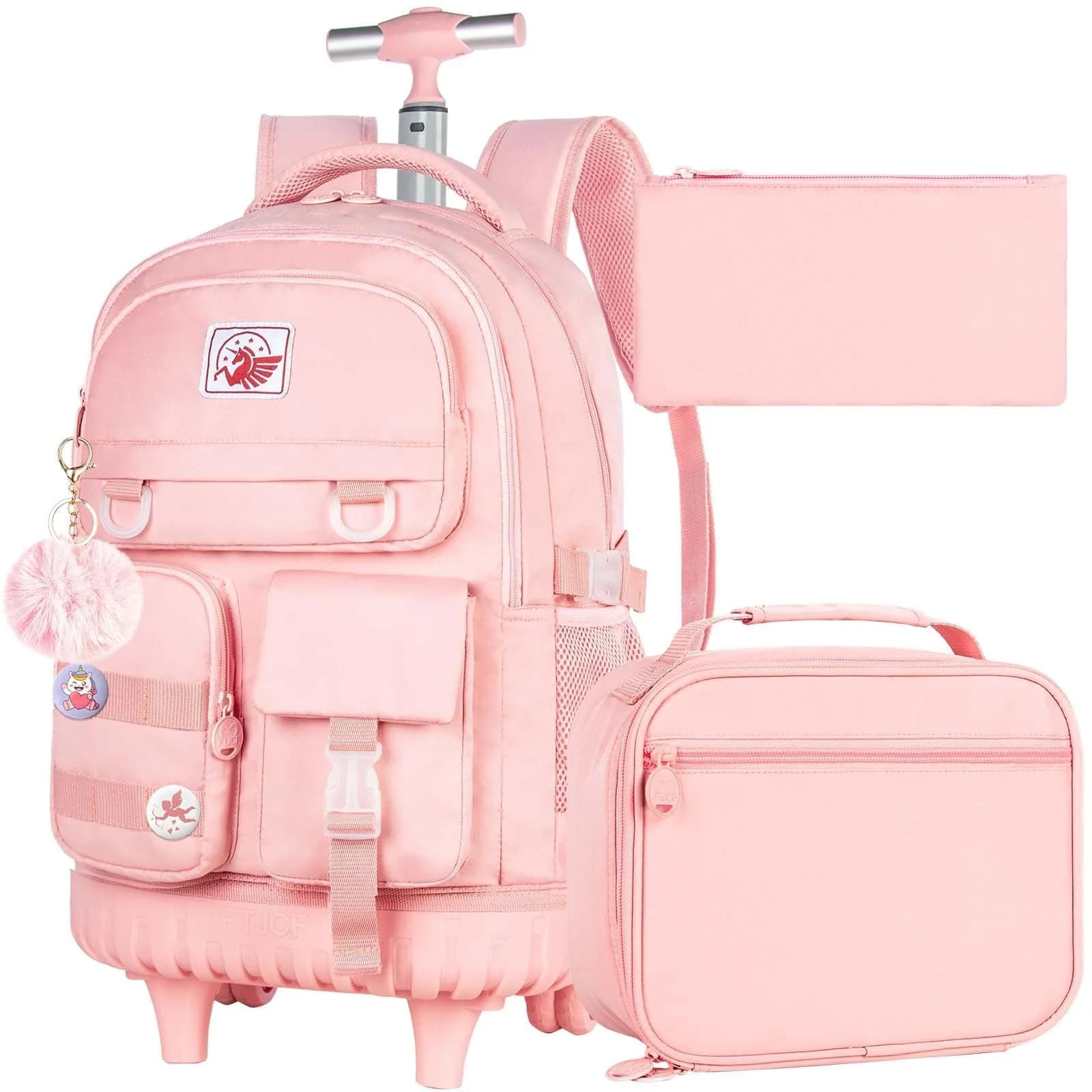 WZLVO Water Resistant Rolling Backpack for Girls & Women, 21 inch Pink | Durable & Spacious - main product image