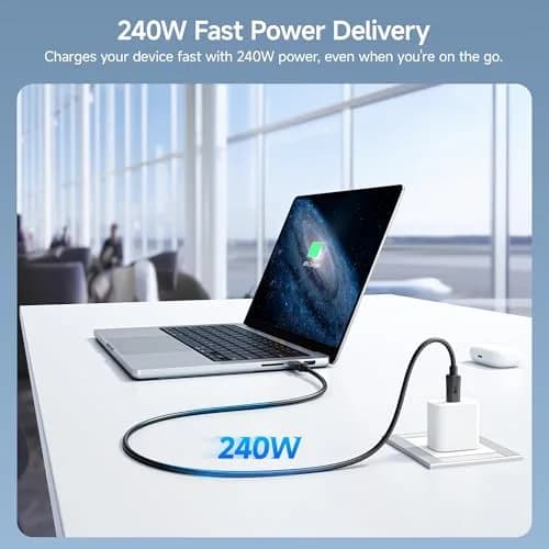 Cable Matters USB C to USB C Cable 2.5m (8.2ft) | 5Gbps Data, 4K@60Hz Video, 240W PD thumbnail 4