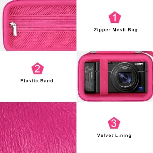 Canboc Rosered Camera Case for Sony RX100 VII/VI/V/IV/III Compact Digital Camera | 13.7cm x 8.1cm x 7cm (5.4" x 3.2" x 2.75") thumbnail 6