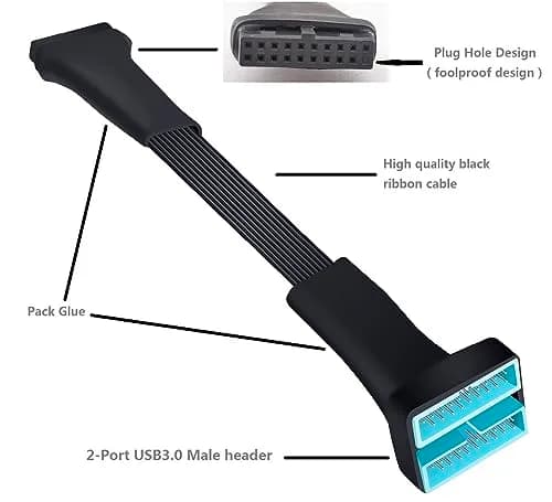 HOXIBSL USB 3.0 Header splitter Extension Cable 5.8 inch | Supports 5Gbps Data Transfer thumbnail 3