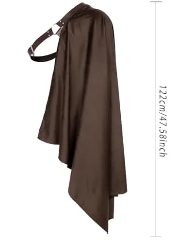 L'VOW Medieval Half Shoulder Cape Knight Cloak with Belt, Brown One Size | Authentic Vintage Design for Cosplay & Halloween thumbnail 6
