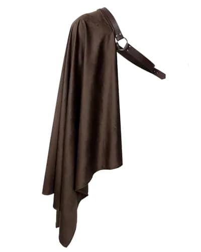 L'VOW Medieval Half Shoulder Cape Knight Cloak with Belt, Brown One Size | Authentic Vintage Design for Cosplay & Halloween thumbnail 7