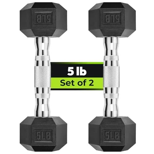 HANDBODE Hex Dumbbell Set of 2, Rubber Encased, 5 lb | Versatile Strength Equipment for Home & Gym thumbnail 1