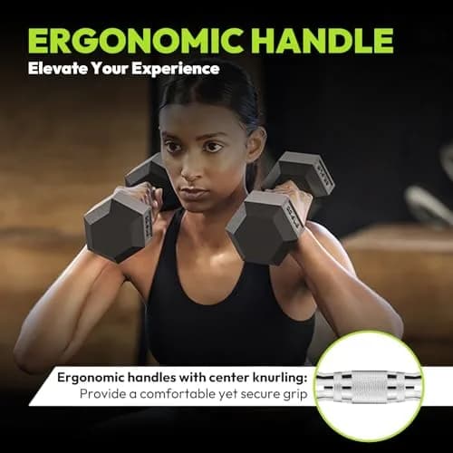 HANDBODE Hex Dumbbell Set of 2, Rubber Encased, 3 lb | Versatile Strength Equipment for Home & Gym thumbnail 3