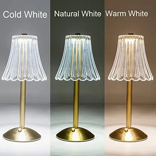 HEQET Cordless Table Lamps for Home, Pack of 2 Gold Flower Lamps, 31 cm (12'') Tall LED Rechargeable Lamps | Touch Dimmer, 3 Light Colors thumbnail 4