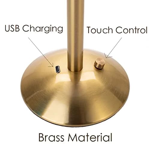 HEQET Cordless Table Lamps for Home, Pack of 2 Gold Flower Lamps, 31 cm (12'') Tall LED Rechargeable Lamps | Touch Dimmer, 3 Light Colors thumbnail 7